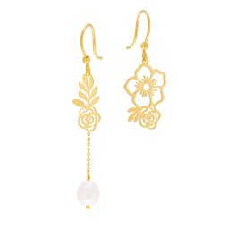 Boucles d'oreilles en or jaune et perle de culture