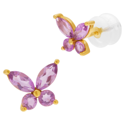 Boucles d'oreilles en or jaune et améthystes
