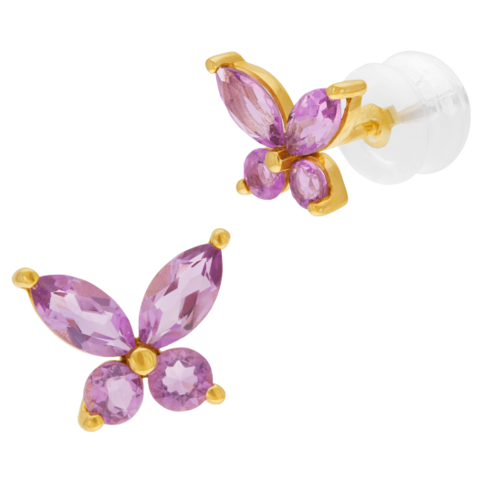 Boucles d'oreilles en or jaune et améthystes