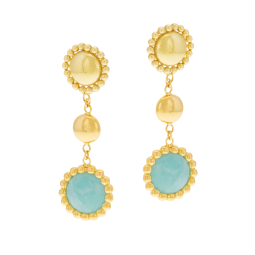 Boucles d'oreilles en or jaune et amazonite