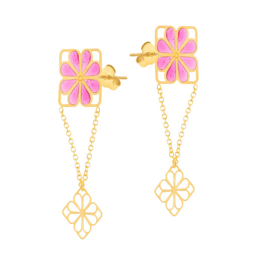 Boucles d'oreilles en or jaune et laque