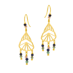 Boucles d'oreilles en or jaune, lapis lazuli, turquoises et rhodochrosites