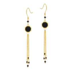 Boucles d'oreilles en or jaune, onyx et spinelles 