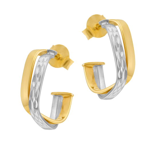 Créoles en or jaune et rhodié