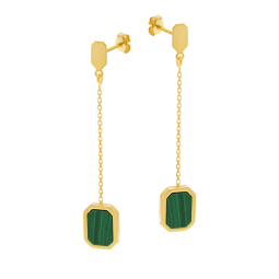 Boucles d'oreilles en or jaune et malachite
