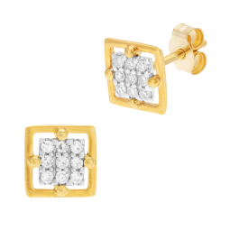 Boucles d'oreilles en or jaune et rhodié, diamants