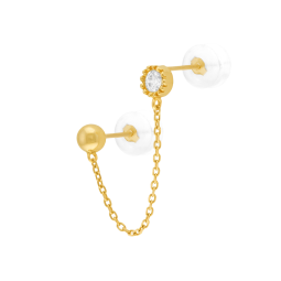 Mono boucle d'oreille en or jaune et oxyde de zirconium