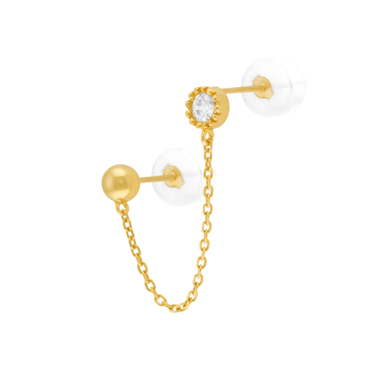 Mono boucle d'oreille en or jaune et oxyde de zirconium Mono boucle d'oreille en or jaune et oxyde de zirconium