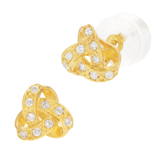 Boucles d'oreilles en or jaune et oxydes de zirconium Boucles d'oreilles en or jaune et oxydes de zirconium