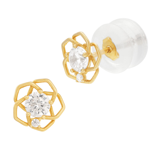 Boucles d'oreilles en or jaune et oxydes de zirconium
