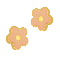 Boucles d'oreilles en or jaune et laque, fleur