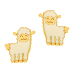 Boucles d'oreilles en or jaune et laque, lama