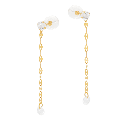 Boucles d'oreilles en or jaune et oxydes de zirconium
