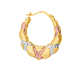 Créoles en or jaune et rhodié