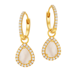 Boucles d'oreilles en or jaune, nacre et oxydes de zirconium