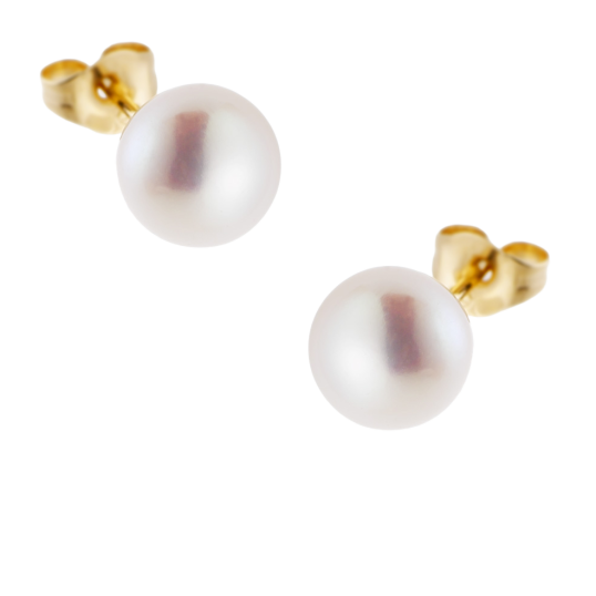 Boucles d'oreilles en or jaune, perle de culture d'eau douce