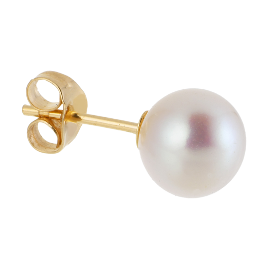 Boucles d'oreilles en or jaune, perle de culture d'eau douce