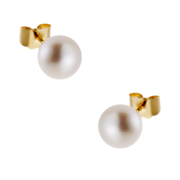 Boucles d'oreilles en or jaune, perle de culture akoya