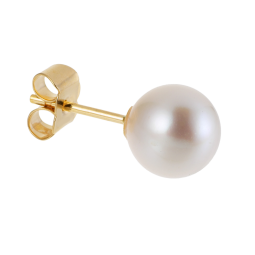 Boucles d'oreilles en or jaune, perle de culture akoya