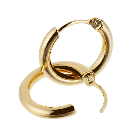 Créoles en or jaune, diamètre 16 mm, fil 25/10