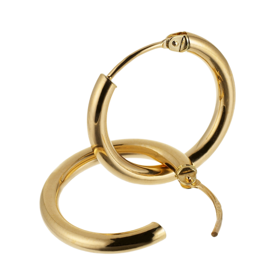 Créoles en or jaune, diamètre 20 mm, fil 25/10