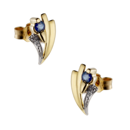 Boucles d'oreilles en or rhodié, saphir