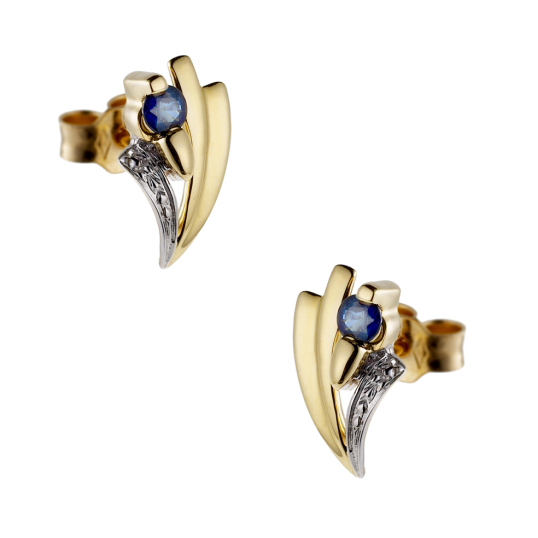 Boucles d'oreilles en or rhodié, saphir