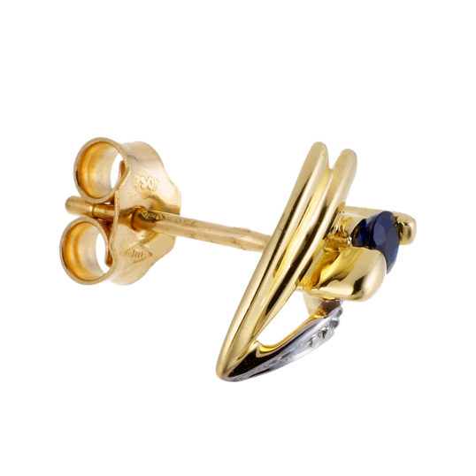 Boucles d'oreilles en or rhodié, saphir