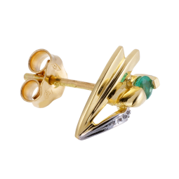Boucles d'oreilles en or rhodié, émeraude