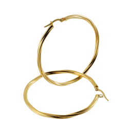 Créoles en or jaune, diamètre 45mm.