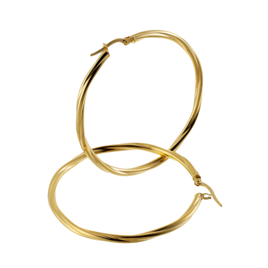Créoles en or jaune, diamètre 45mm.