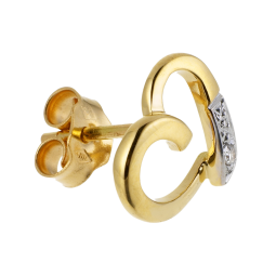 Boucles d'oreilles en or rhodié, coeur ajouré diamant