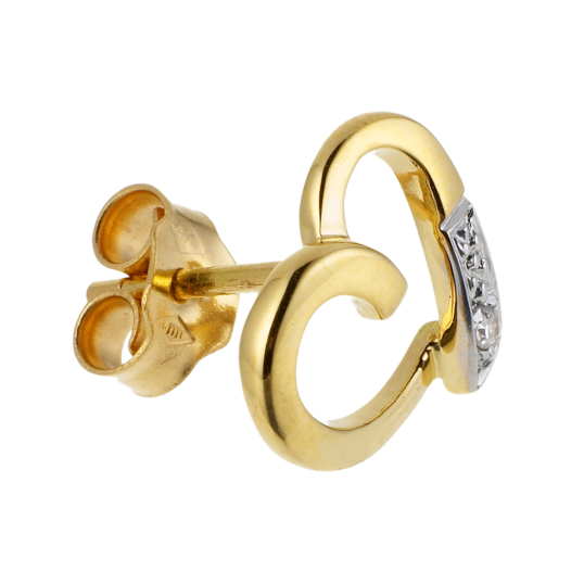 Boucles d'oreilles en or rhodié, coeur ajouré diamant