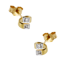Boucles d'oreilles en or rhodié, diamants