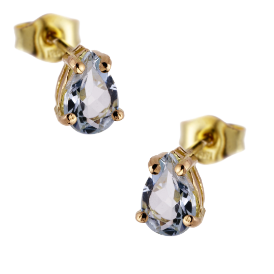 Boucles d'oreilles en or jaune, aigue-marine.