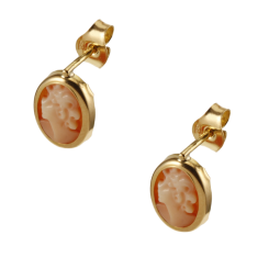 Boucles d'oreille en or jaune et camée