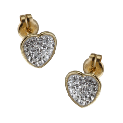 Boucles d'oreilles en or jaune, cristaux de synthèse et résine