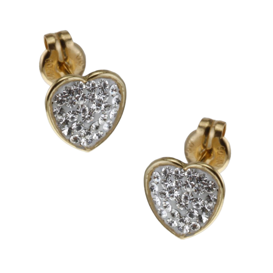 Boucles d'oreilles en or jaune, cristaux de synthèse et résine
