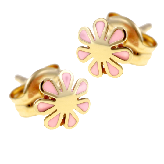 Boucles d'oreille en or jaune, laque