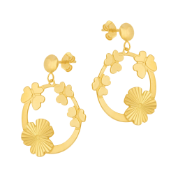 Boucles d'oreilles en or jaune, fleurs