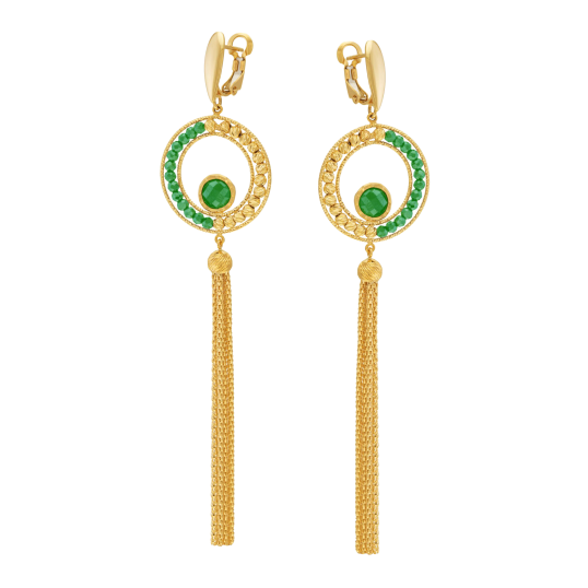 Boucles d'oreilles en or jaune et cristaux de synthèse 