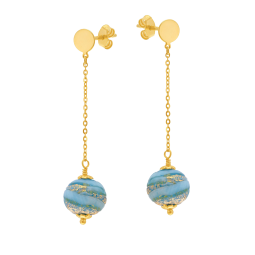 Boucles d'oreilles en or jaune et verre de Venise