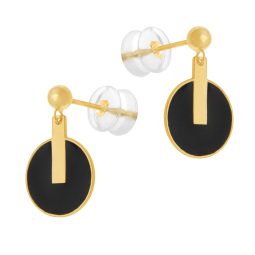 Boucles d'oreilles en or jaune et laque noire