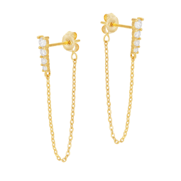 Boucles d'oreilles en or jaune et oxydes de zirconium 
