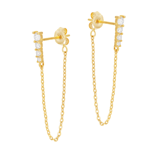 Boucles d'oreilles en or jaune et oxydes de zirconium  Boucles d'oreilles en or jaune et oxydes de zirconium