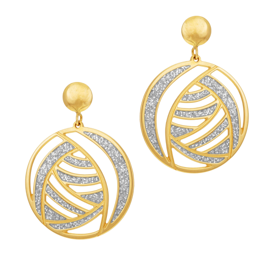 Boucles d'oreilles en or jaune et laque pailletée Boucles d'oreilles en or jaune et laque pailletée