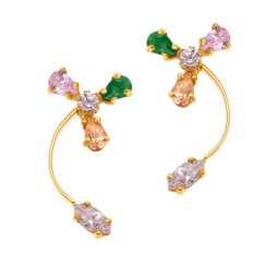 Boucles d'oreilles en or jaune et oxydes de zirconium 
