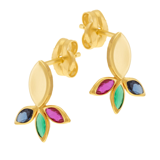 Boucles d'oreilles en or jaune et oxydes de zirconium