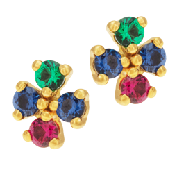 Boucles d'oreilles en or jaune et oxydes de zirconium
