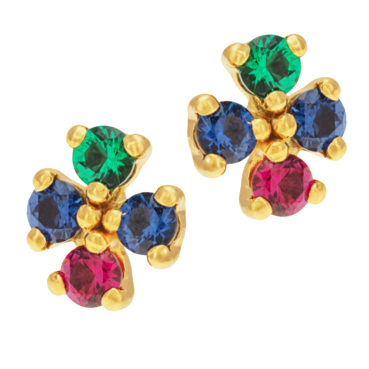 Boucles d'oreilles en or jaune et oxydes de zirconium